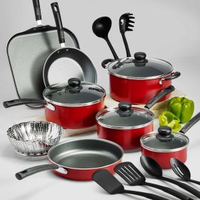 Primaware 18 Piece Non-stick Cookware Set, Steel Gray