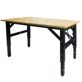 Metal Adjustable Worktable with Socket and Wooden Top